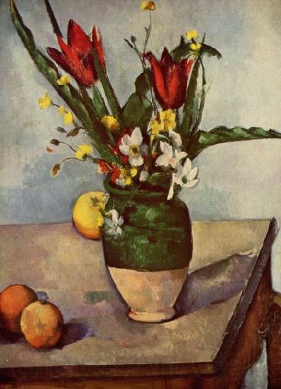 Paul Cezanne Stilleben, Tulpen und apfel Norge oil painting art